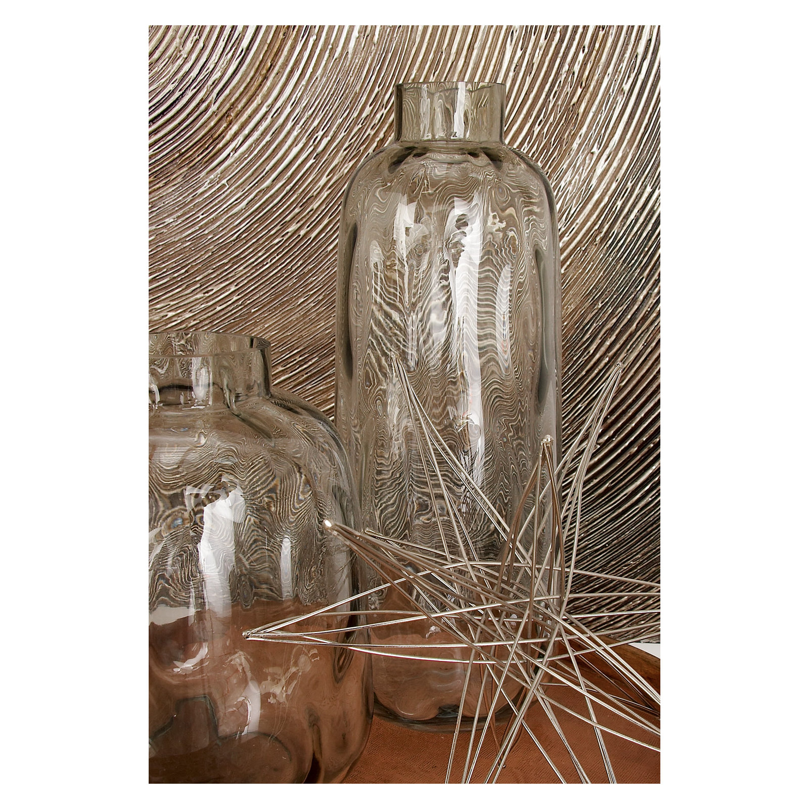 Rennifer Smoked Gray Glass Table Vase, 17" H x 7" W x 7" D