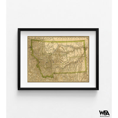 Montana 1881, Large Montana Map, Vintage Montana Art, Montana State Wall Art, Montana 2D Poster Print, Rustic Cabin Wall Decor,Bedroom Decor