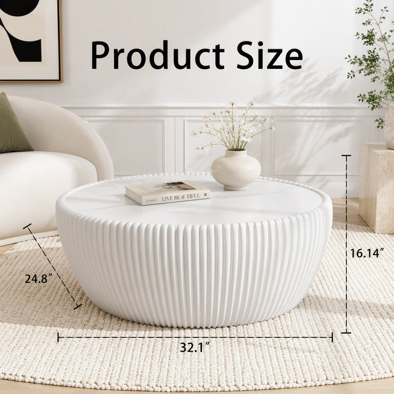 Coffee Table, White PU