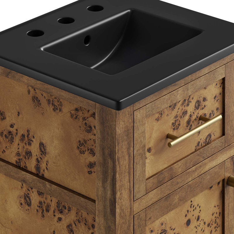 Modway Elysian Free Standing Single Bathroom Vanity with Manufactured Wood Top, Brown, Black
