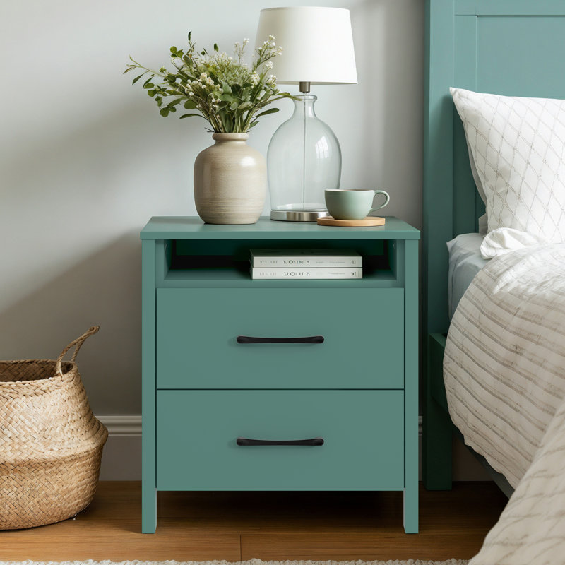 Table de chevet 2 tiroirs 22,7 po Allysyn, Vert, Individuel
