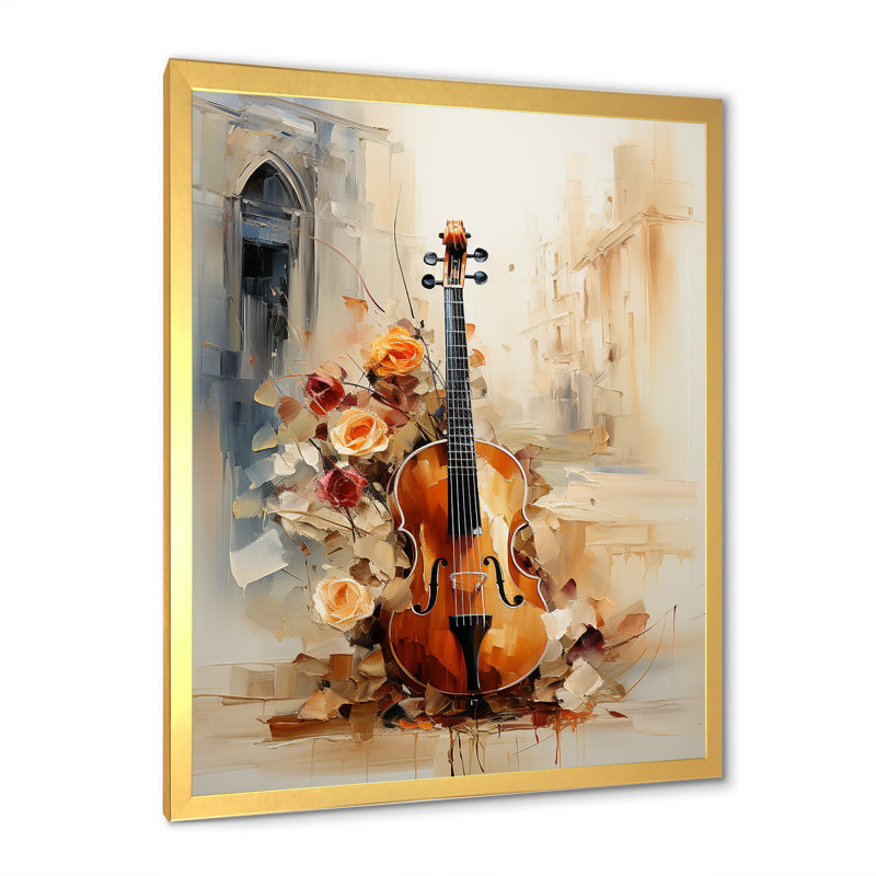 Violon rétro, mélodie I, Cadre doré simple, H 20 po x l 12 po x P 1 po