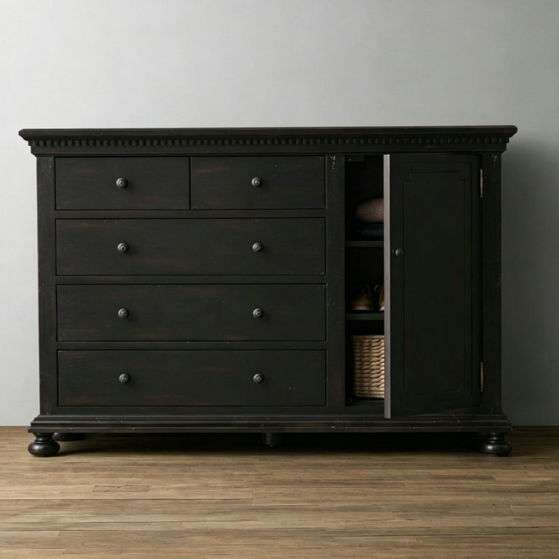 Commode rétro de style européen vieillie, Noir