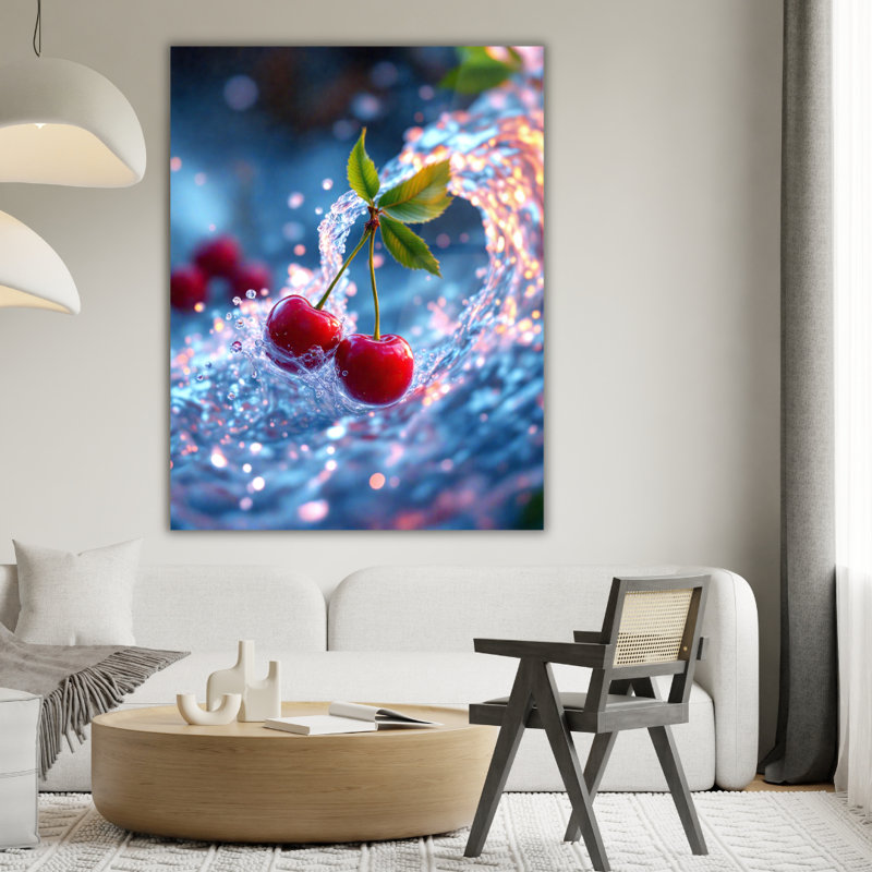 Cherry Fruit Tempered Glass Wall Art
