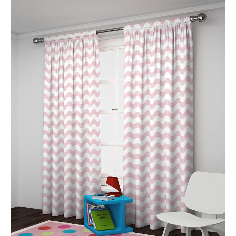 Wavy Chevron Blackout Curtain Single Panel, 42" W x 84" L, Magnolia