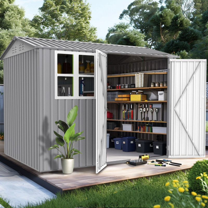 Metal Storage Shed, 87" H x 101.9" W x 68" D