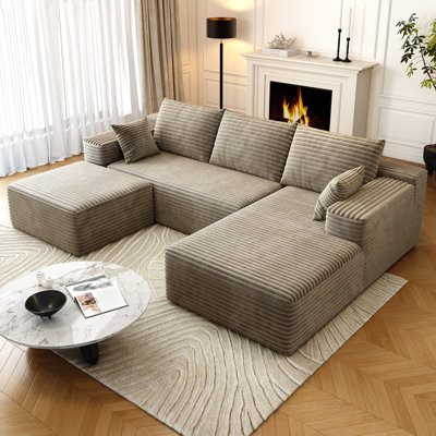 Canapé modulaire de 95 po avec canapé en forme de L et canapé-lit modulaire avec méridienne 95 po.