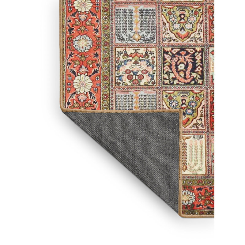 Tapis oriental orange / bleu / vert, Rectangle 5 pi x 7 pi