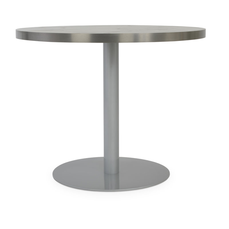 Table de salle à manger Tango, Blanc, H 29,5 po x L 27 po x l 27 po, Argent