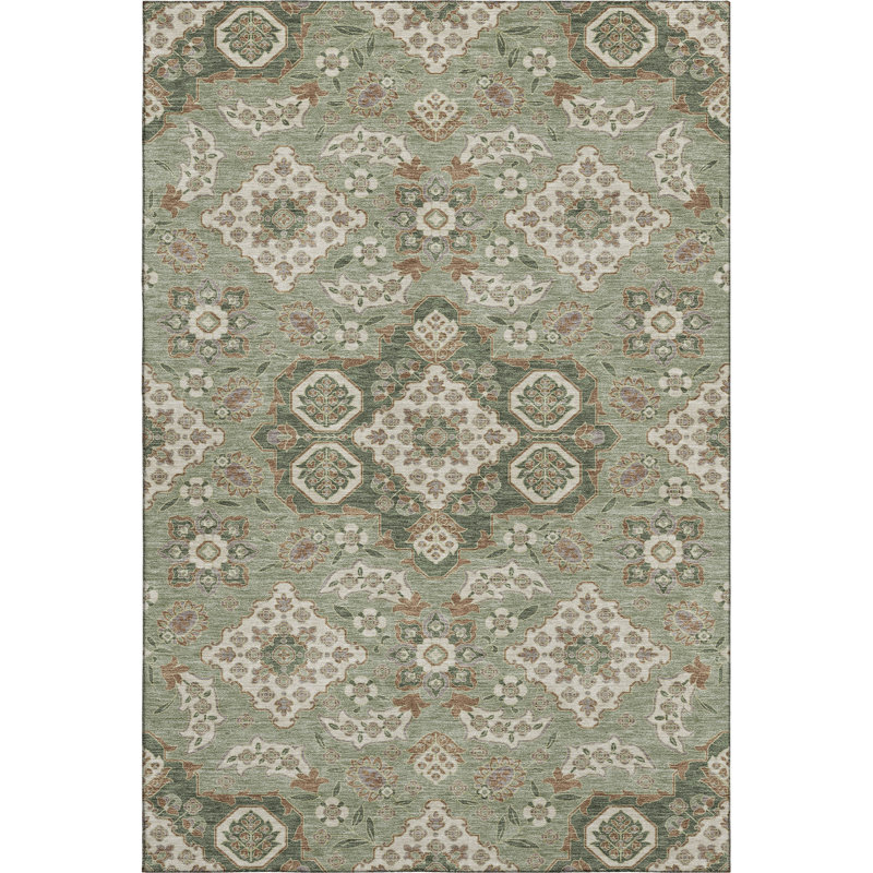 Premium Machine Washable Xamiera AMF1853 Global Rug, Rectangle 10' x 14'