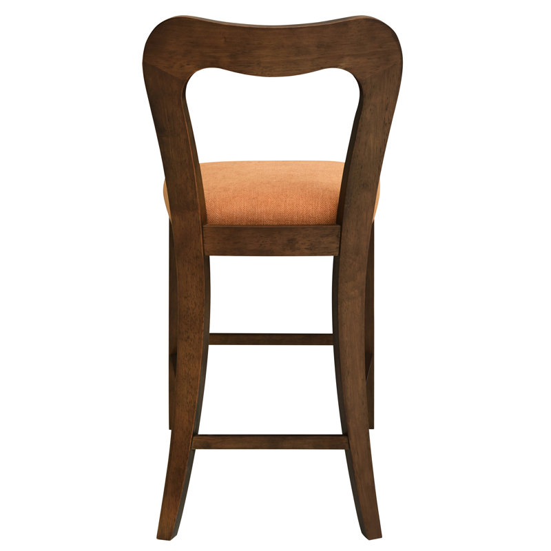 De 2 tabourets de comptoir en noyer, structure en bois d'hévéa, dossier légèrement incurvé pour le confort, décor de cuisine de style contemporain sans accoudoirs, noyer, construction solide, support confortable, look moderne