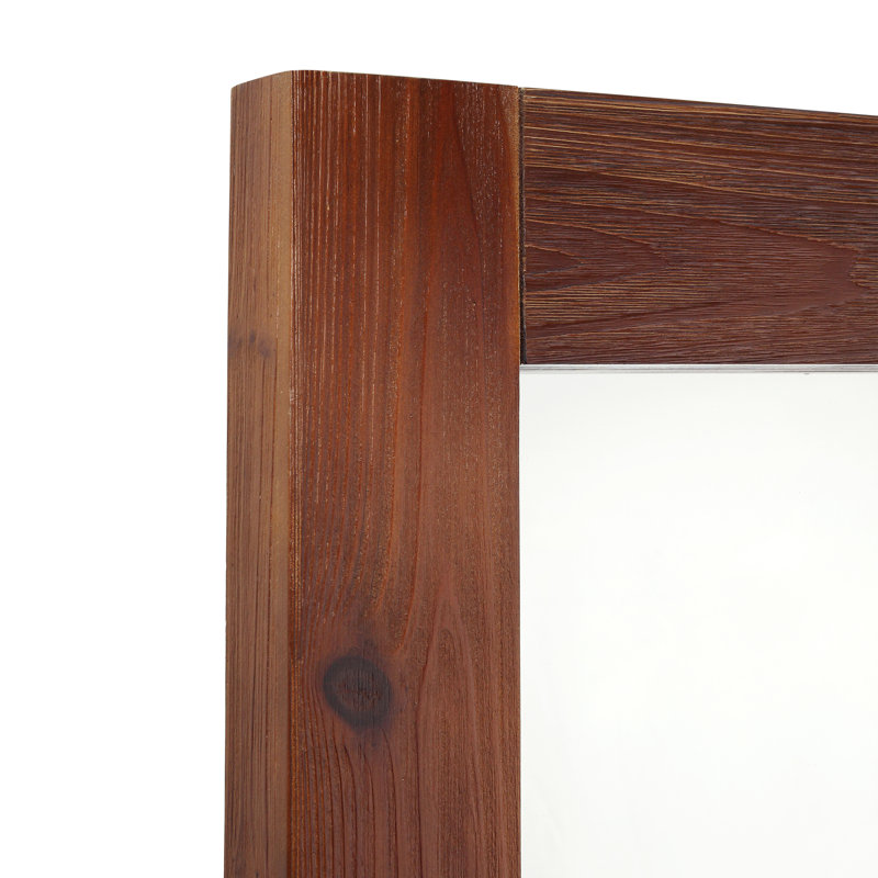 Dark Brown Full Length Rectangular Wood Framed Mirror