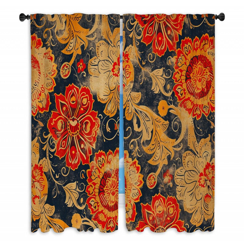 Floral Room Darkening Curtain Pair, 20" W x 84" L