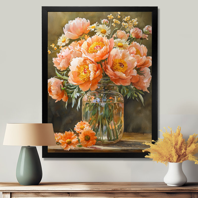 Ivesdale - salon d'art mural floral, H 40 po x l 30 po, Reproduction encadrée d'une seule photo, Noir, noir, noir, noir