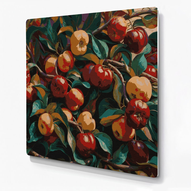 Art mural en métal «Fruit Crabapple» brun, H 12 po x l 12 po