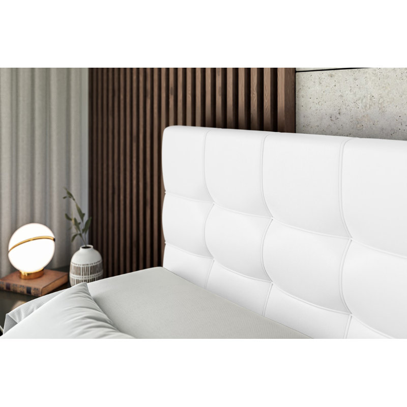 Asherah Bed with Mattress, 200 x 200cm, White