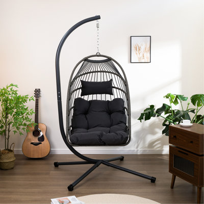 Fauteuil à œufs d'extérieur avec support - tissu décoloré, hauteur réglable, pour le salon, la chambre à coucher et le porche, poids de 51,23 lb imperméable, support, détente dans divers endroits