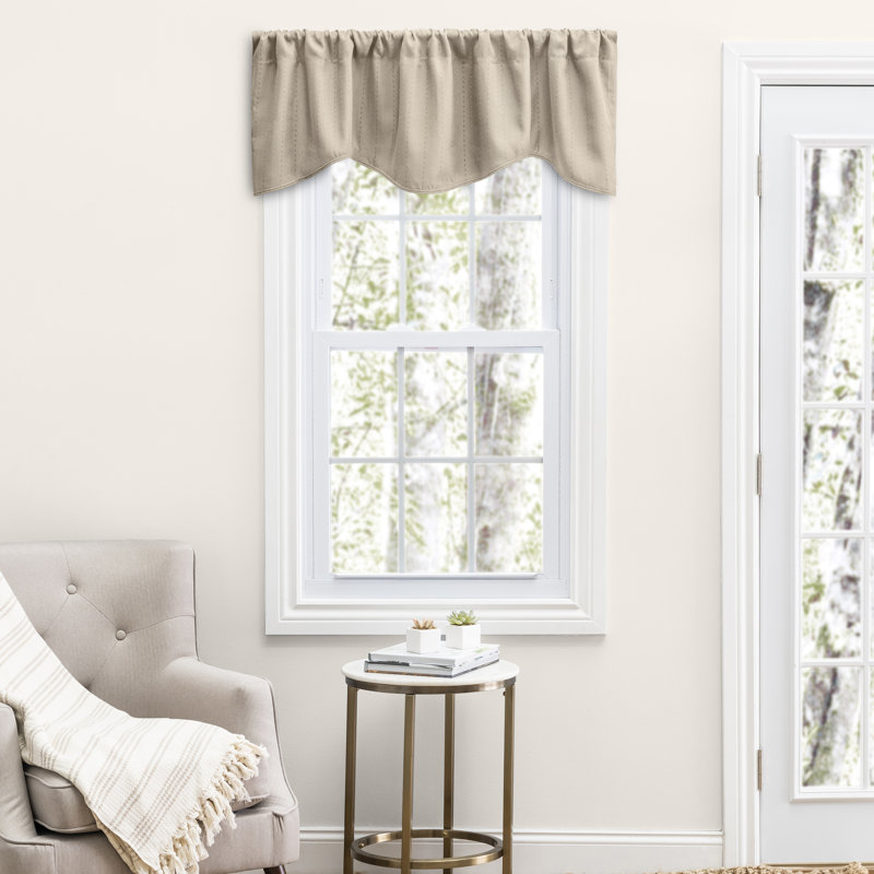 Kaukauna Premium Stripe Design Scalloped 54" Window Valance, Natural