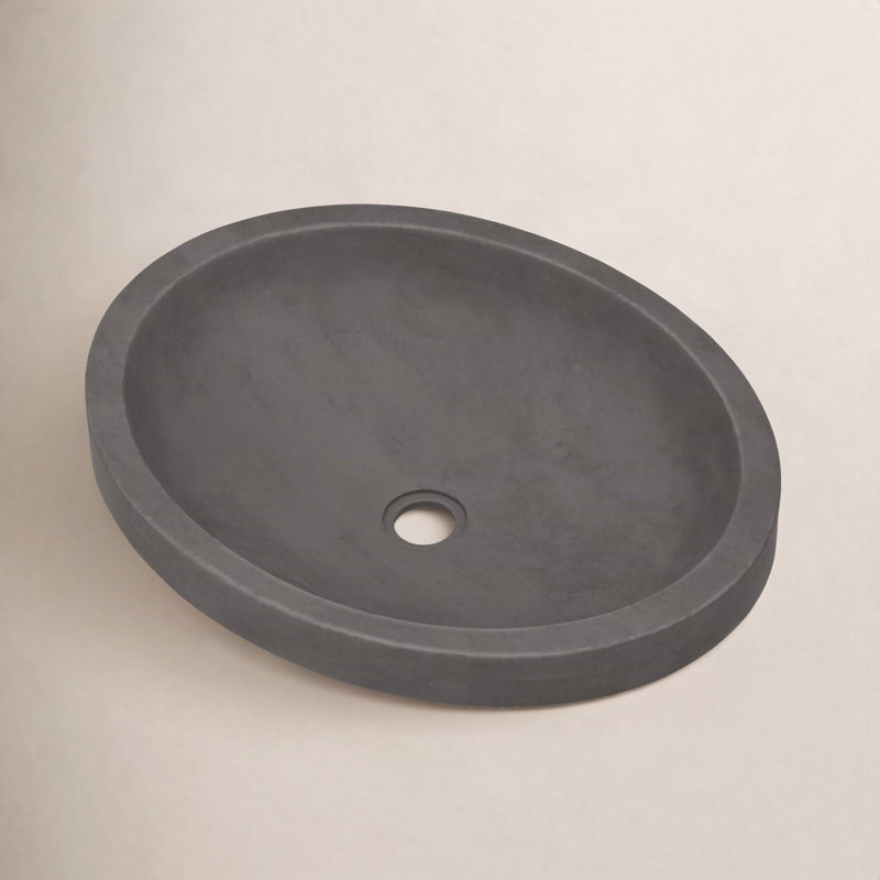 Tolosa NativeStone Concrete Oval Dual-Mount Bathroom Sink, Slate