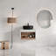 Meuble-lavabo flottant peu encombrant avec lavabo vasque noir mat et rangement ouvert
