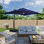Parasol de patio en porte-à-faux rotatif 10 pi x 13 pi avec base et éclairage audio Bluetooth-1414816809