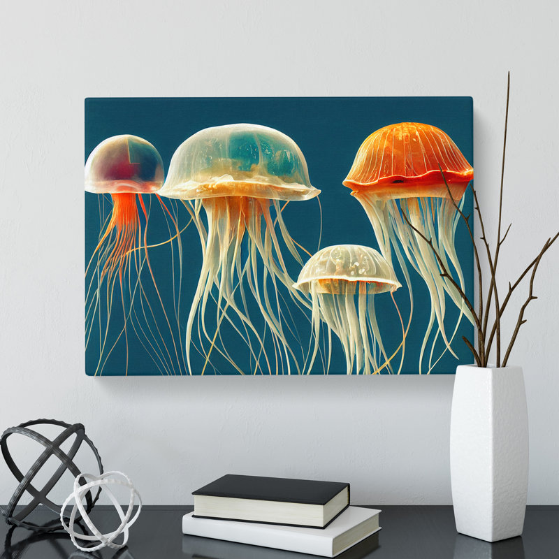 Family Of Jellyfish - Wrapped Canvas, 40cm H x 60cm W x 3cm D