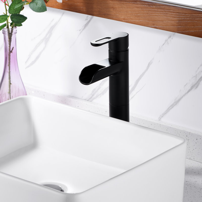 Robinet de salle de bain vasque avec bonde, Noir mat