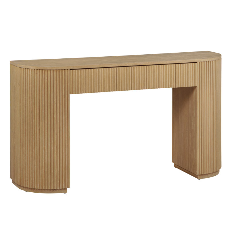 Console en chêne cannelé 52 po Queensbury, Chêne clair