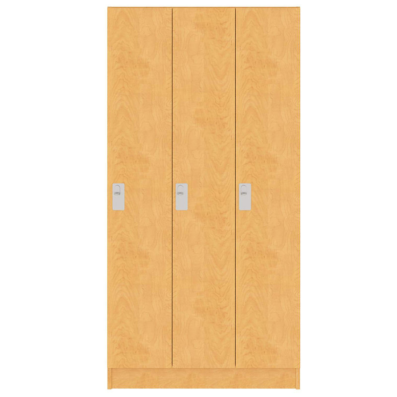 Armoire de vestibule triple à trois compartiments avec porte, Érable