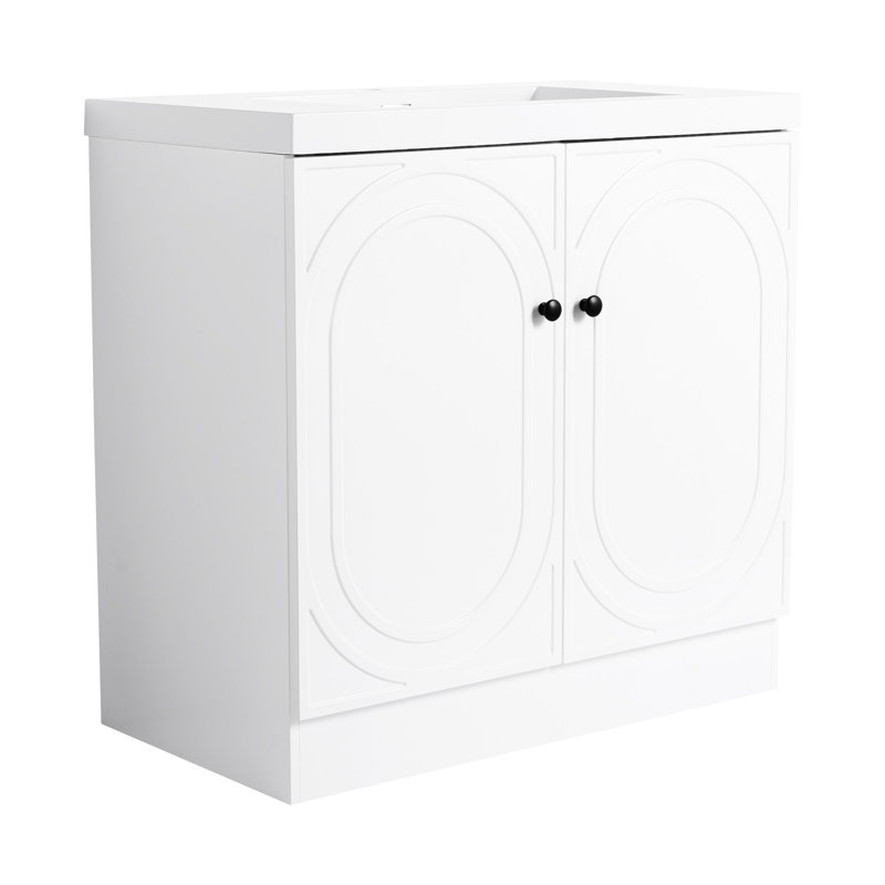 Meuble-lavabo sur pied 36 po en résine et 2 portes d'armoire à fermeture douce en résine, porte, armoire de rangement pour salle de bain