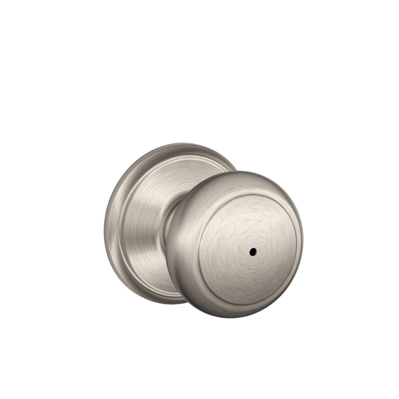 Andover Knob Bed and Bath Lock, Satin Nickel