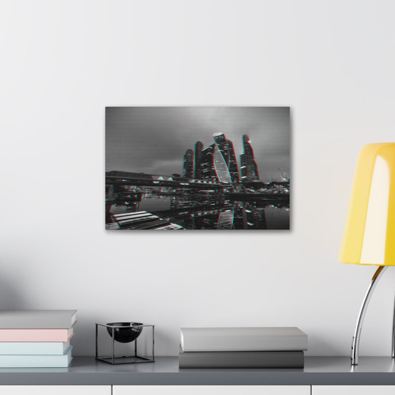 Toile de Moscou en noir et blanc avec paysage urbain époustouflant, H 18 po x l 24 po