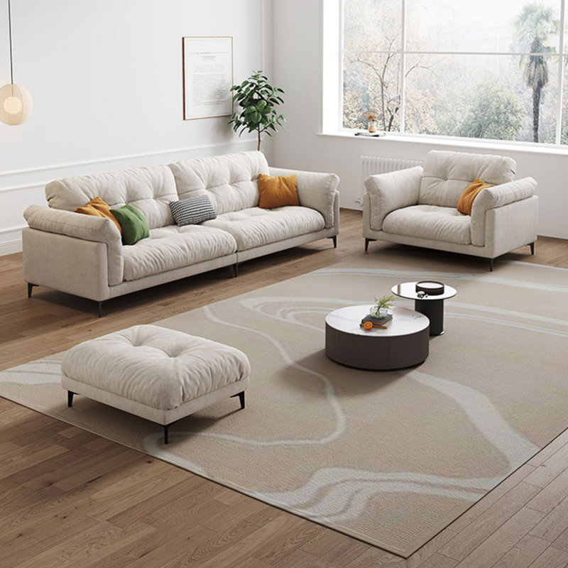 White 100% Polyester 3 - Piece Living Room Set