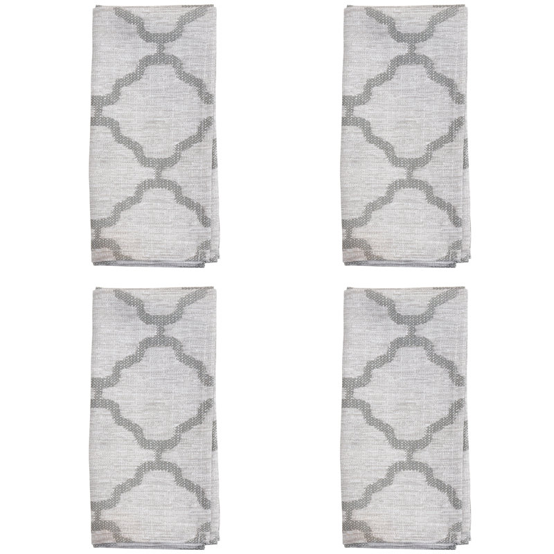 Marrakesh Collection Polyester Geometric Square Napkin, Gray