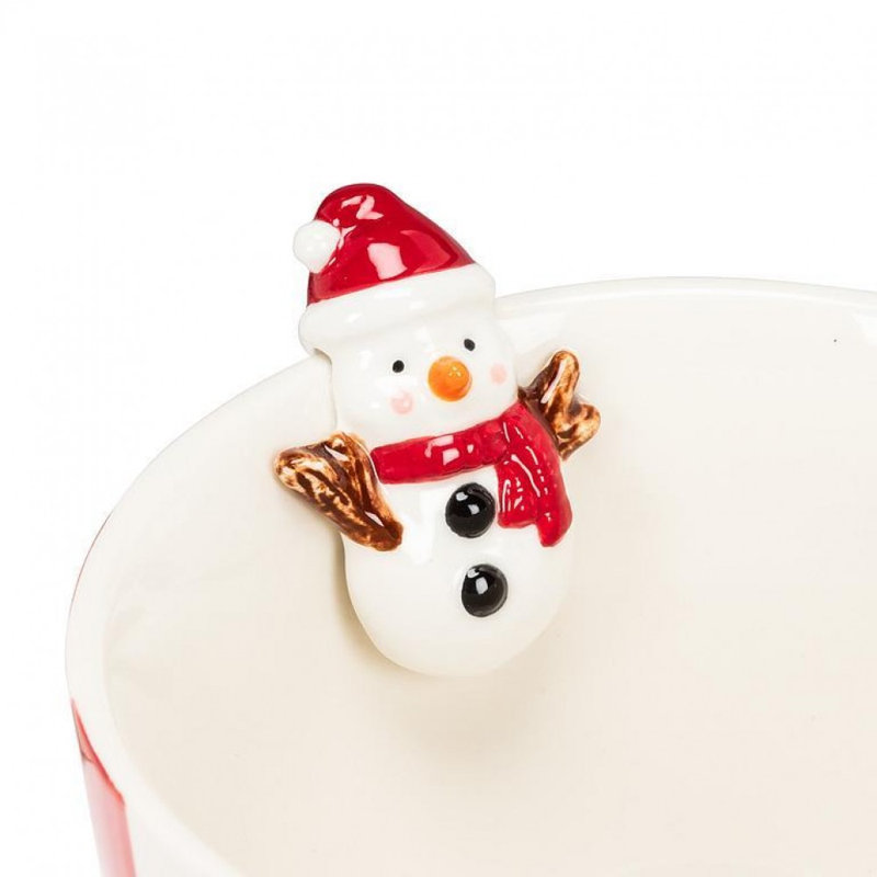 Grande tasse rayée avec bonhomme de neige