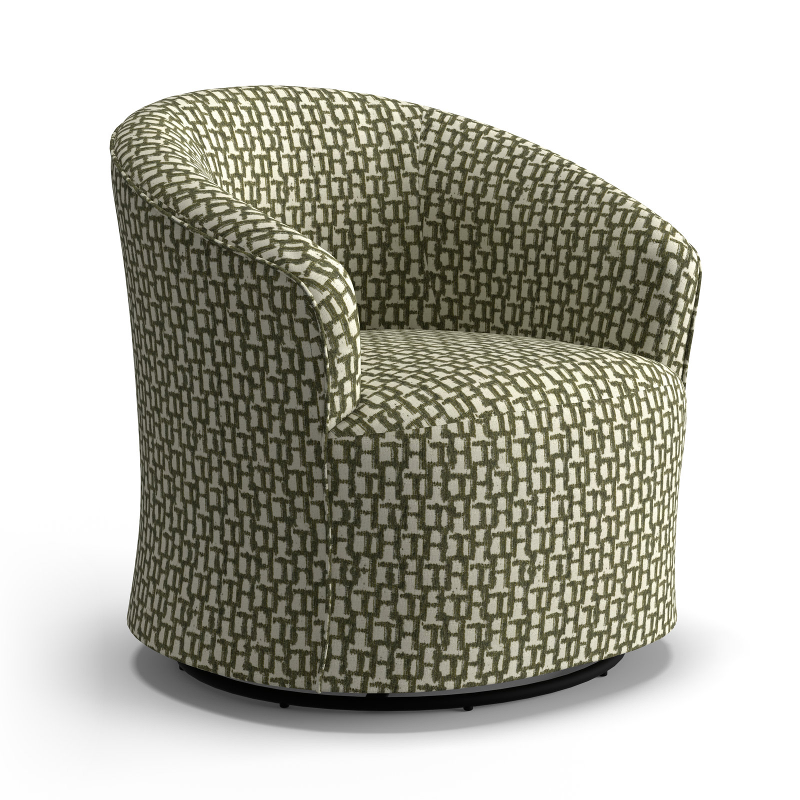 Jude Upholstered Swivel Nursery Chair, Olive Graphic Print Performance