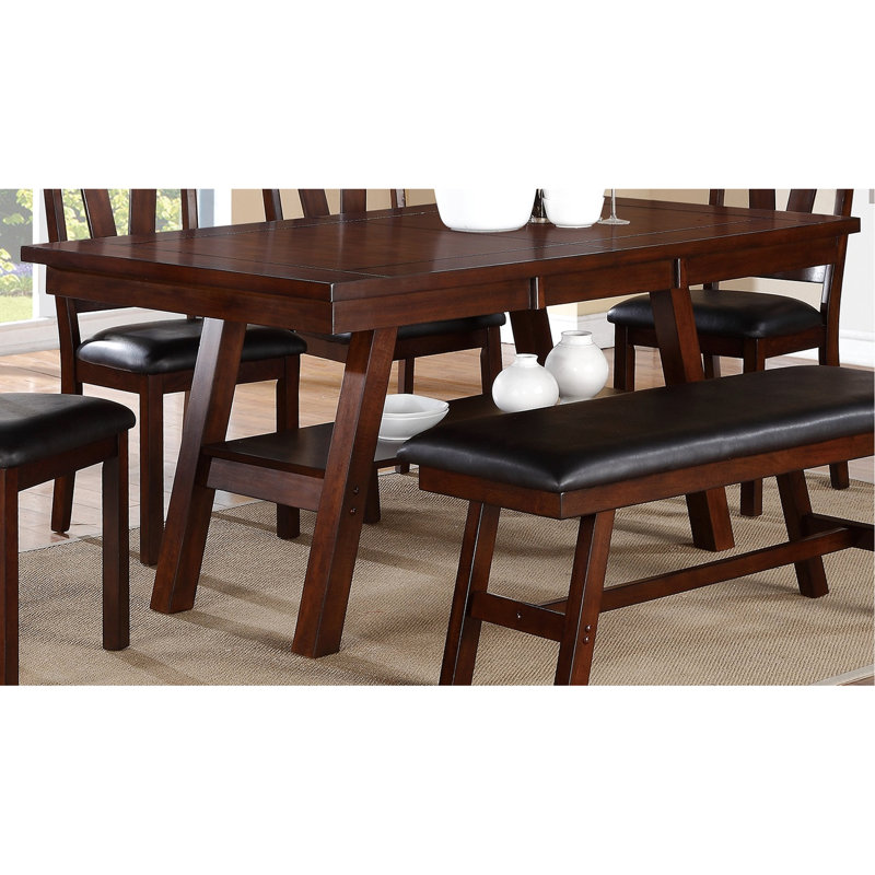 Transitional Dark Walnut Dining Table, Rectangular, Manufactured With Fine Rubberwood Rectangle Table In Walnut, Crafted Solid