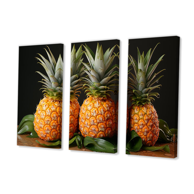 Sweet Pinapple, Juice Delight - ensemble d'art mural ananas, H 28 po x l 36 po