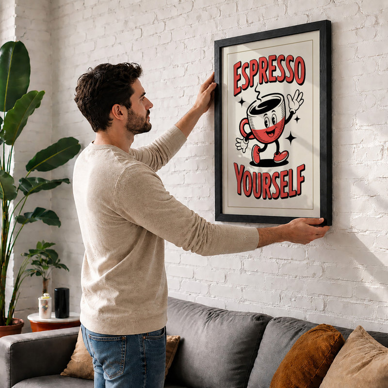 Espresso Yourself Retro - Framed Print, Walnut, A1 - 84.1 x 59.4 cm