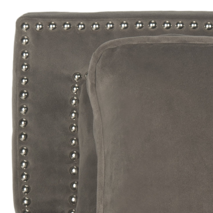 Upholstered Armchair, Mushroom Taupe Velvet, Silver