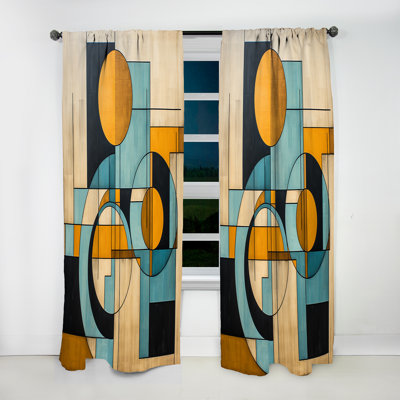 Serendipity Abstract Mid-Century Geometrics - Abstract Velvet Curtain - 1 Panel