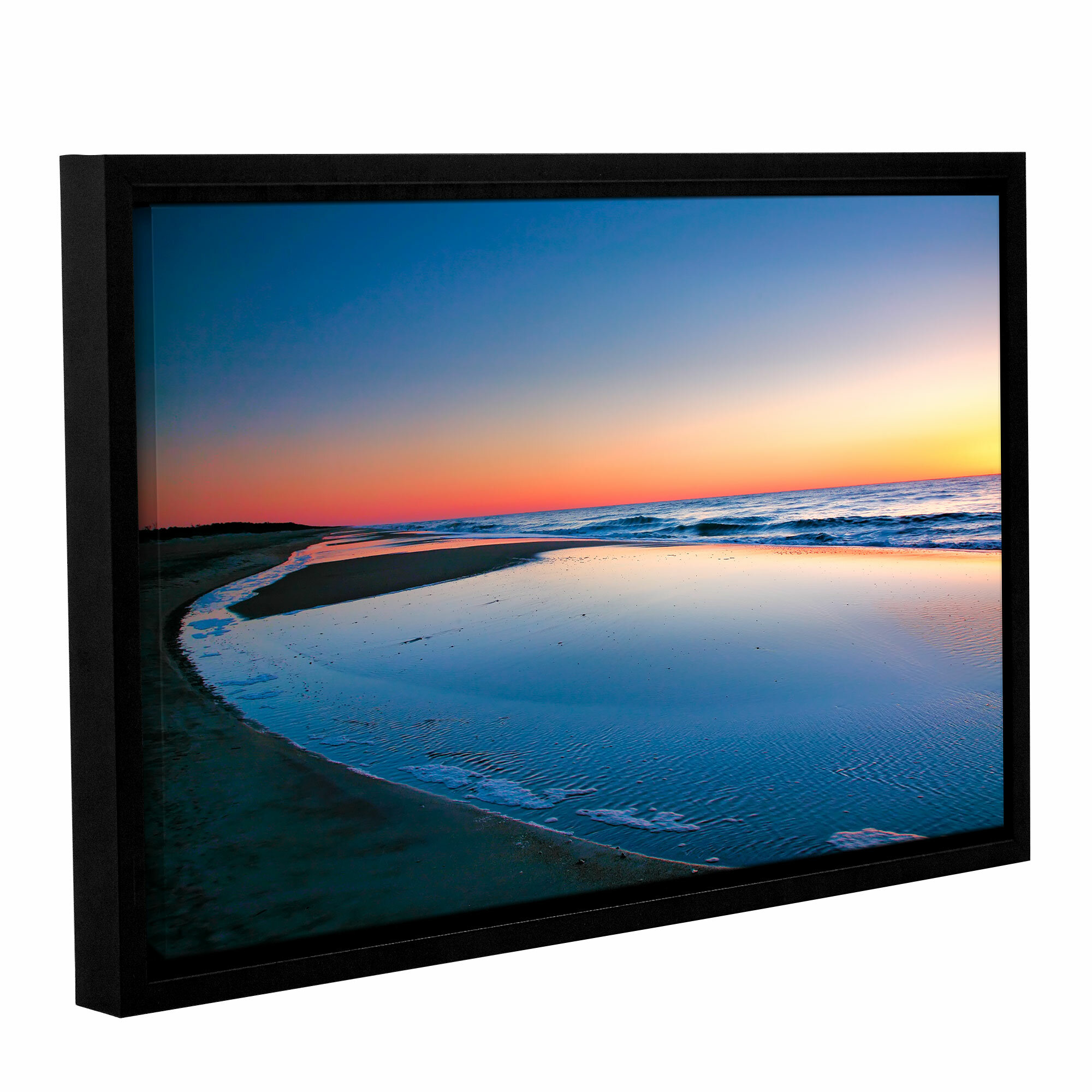 Art Wall Sunset Bay III by Steve Ainsworth 4 Piece Floater Framed Photographic Print on Canvas Set