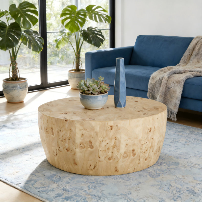 Table basse 34,65 po en bois aggloméré naturel de haute qualité, table basse industrielle moderne entièrement assemblée, idéale pour la maison et la cuisine