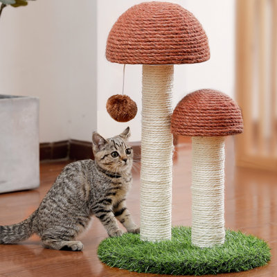 Mushroom Cat Scratching Post Sisal Cat Tree Claw Scratcher Poles for Small Cats