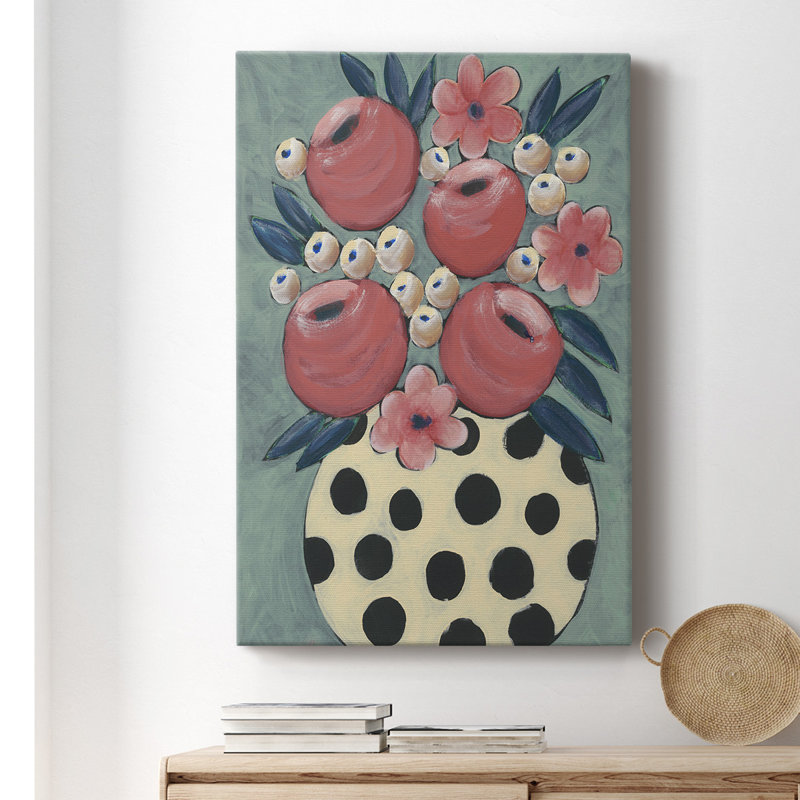 Jamboree Floral I - peinture sur toile tendue, H 18 po x l 12 po x P 1,5 po