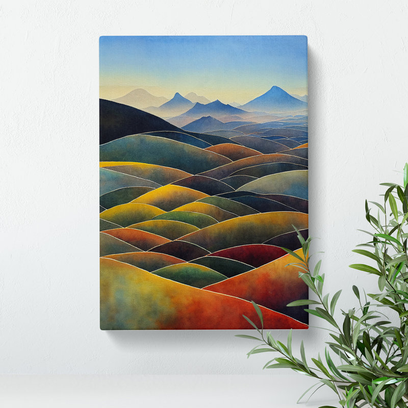 Painted Mountain Landscape No.2 - Wrapped Canvas Print, 76cm H x 50cm W x 3cm D