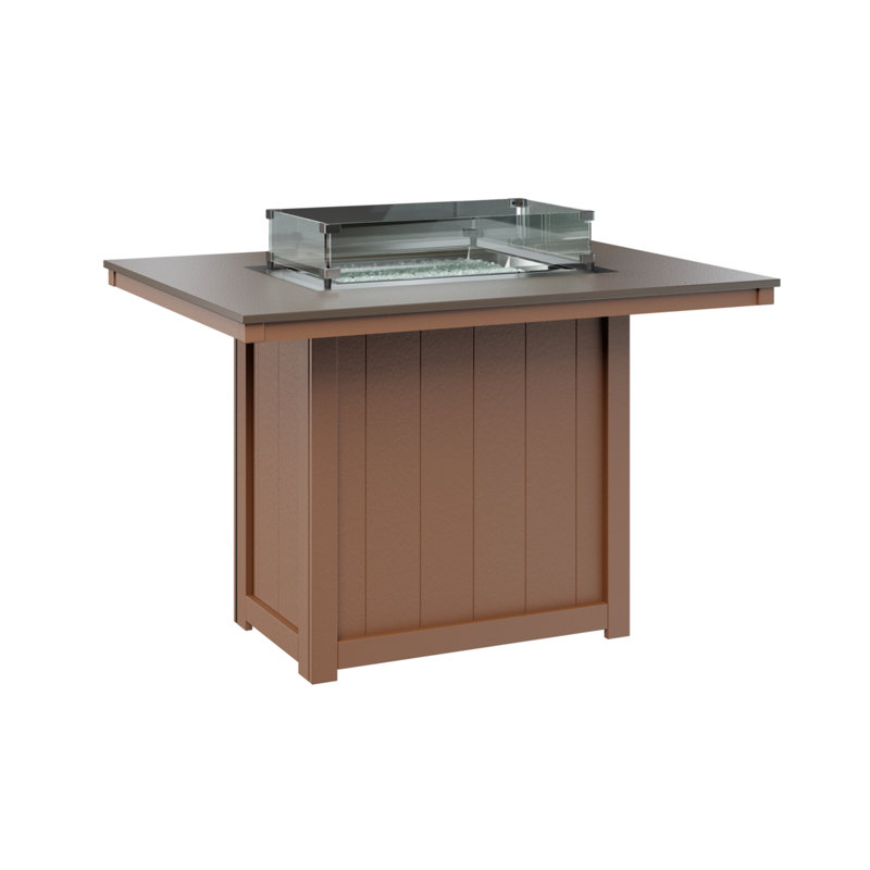 Berlin Gardens Donoma Dining Fire Pit Table, 36" H x 41" W x 54" D, Hammered Top Bronze with Cedar Base
