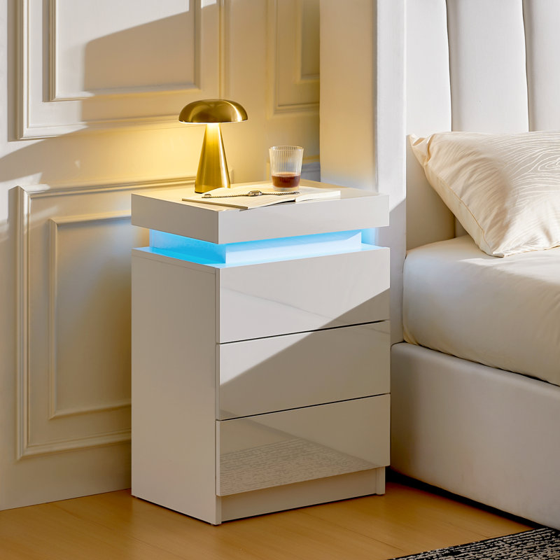 Ambir 45 cm W Bedside Table, White