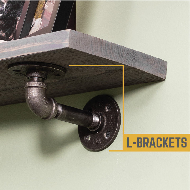 Ternes 2 Piece Pine Floating Shelf, Riverstone Gray