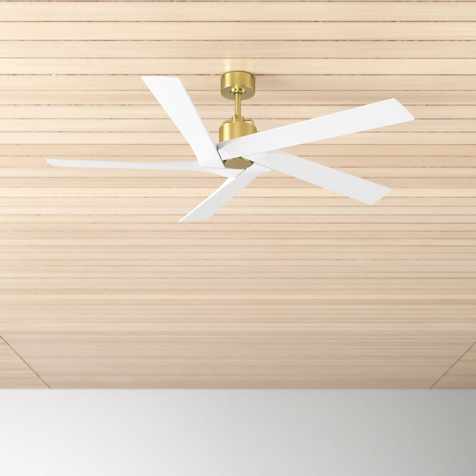 Adalai Ceiling Fan, 56" Wide, Burnished Brass/Matte White